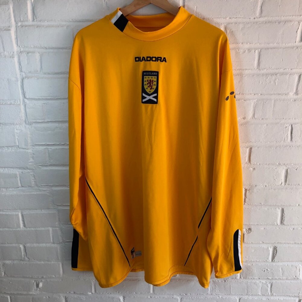 Diadora Scotland 2004 Third Soccer Jersey Yellow Long Sleeve Men's 2XL